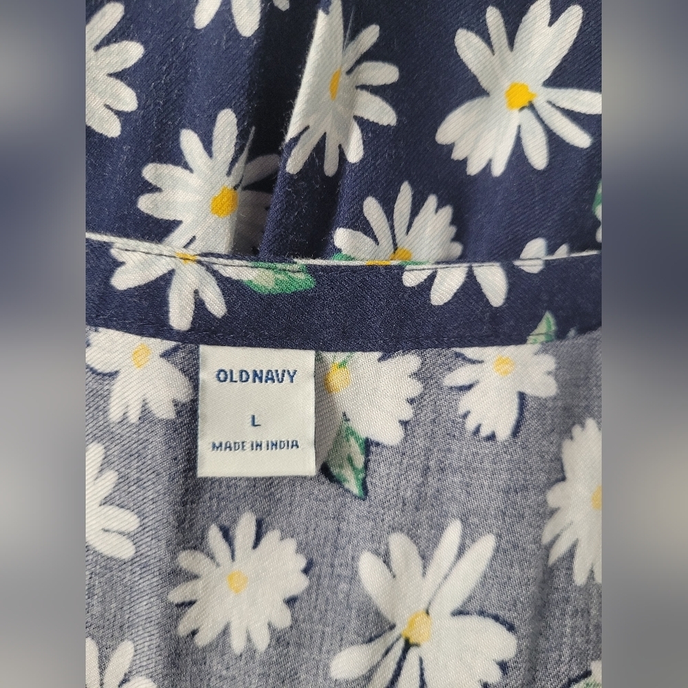 Old Navy L Blue Floral Daisy Button Down Dress - Picture 4 of 4